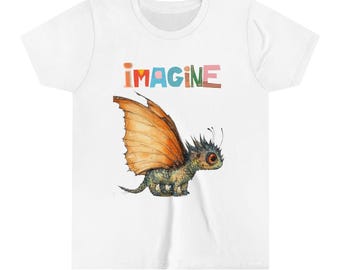 Butterfly Dragon Youth Tee, Fantasy Creature Kids Shirt