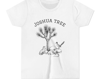 Joshua Tree Scene Youth Tee | Desert Wildlife Fox Roadrunner Illustration