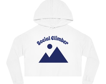 Cropped Hoodie - 'Social Climber' Funny Rock Climbing Design