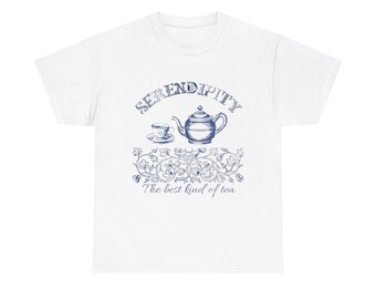 Serendipity Tea-Lover Unisex Tee, Word Play Shirt, Gift for Tea Enthusiast, Heavy Cotton T-Shirt