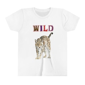 Wild Bobcat Youth Short Sleeve Tee, Nature-Loving Kids T-Shirt, Animal Lover Gift, Kids Wildlife Shirt, Outdoor Adventure Apparel