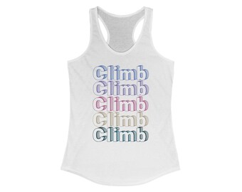 Rock Climbing Tank Top, Rainbow Climb, Racerback Muscle Tee