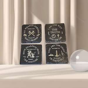 Engraved Slate Coasters | Laser Engraved Stone Coasters | Perfect Gift for Christmas, Birthdays, Housewarming, Wedding | Anniversary Gift