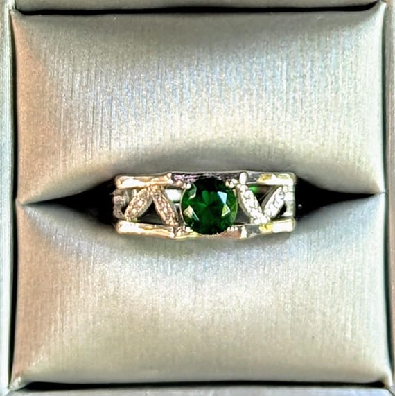 Silver Plated Emerald Ring - image 1