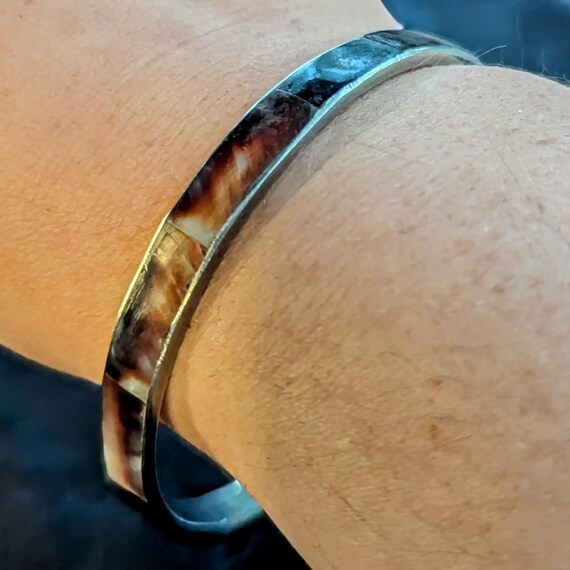 Silver Enamel Bangle Bracelet - image 2