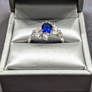Sterling Silver Sapphire and Diamond Ring