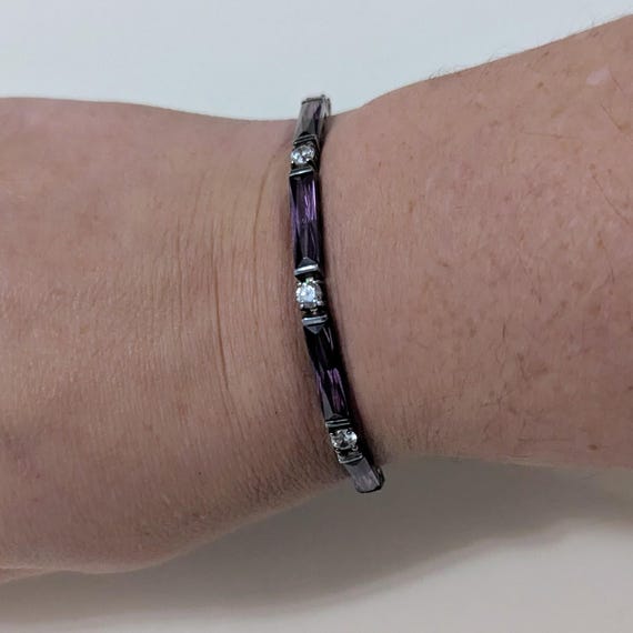 Silver Amethyst Link Bracelet - image 1