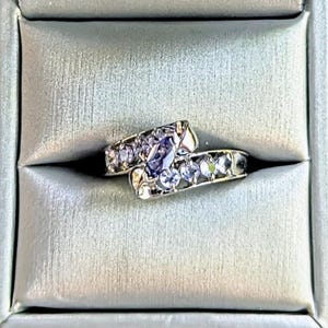 Vintage 10k White Gold Tanzanite Bypass Ring