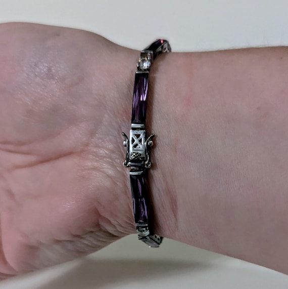 Silver Amethyst Link Bracelet - image 2