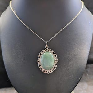 Silver Green Aventurine Pendant Necklace