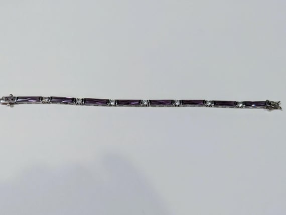 Silver Amethyst Link Bracelet - image 3