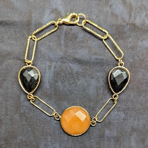 Yellow Gold Plated Paperclip Bracelet with Crystal Charms