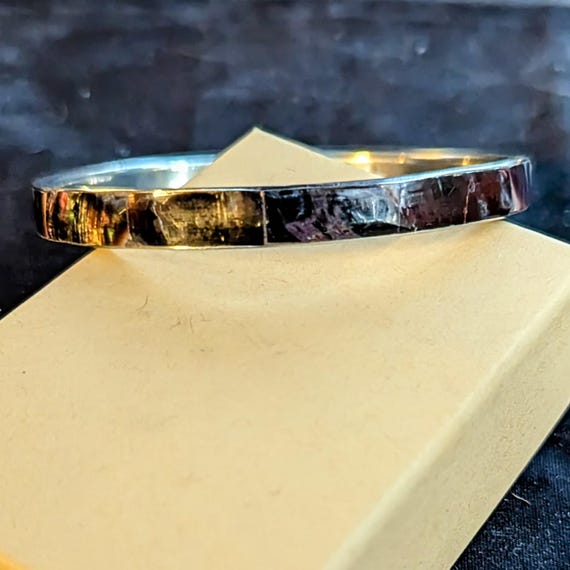 Silver Enamel Bangle Bracelet - image 1