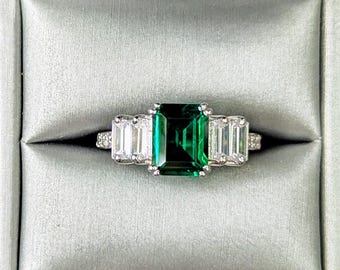 Sterling Silver Emerald Ring