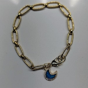 Yellow Gold Plated Paperclip Bracelet with Charm