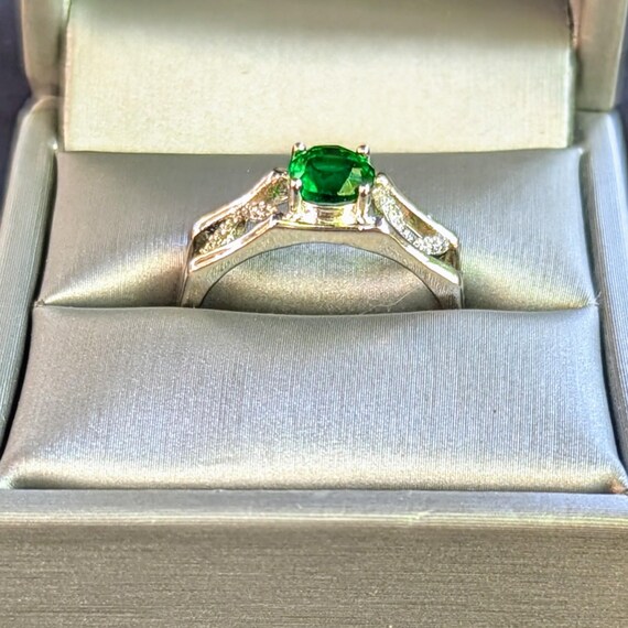 Silver Plated Emerald Ring - image 2