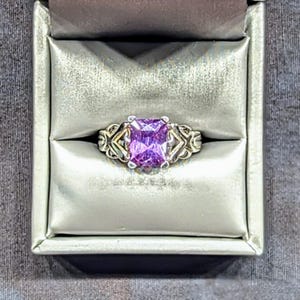 Sterling Silver Emerald Cut Alexandrite Ring