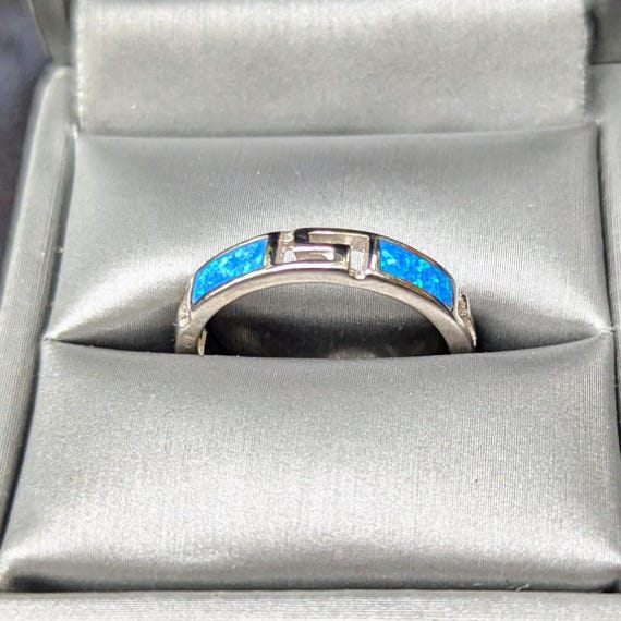 Sterling Silver Blue Opal Ring - image 2