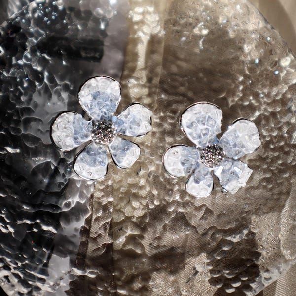 Crystal Blossom Earrings | 925 sterling Silver | Pale purple flowers | Elegant Floral Studs