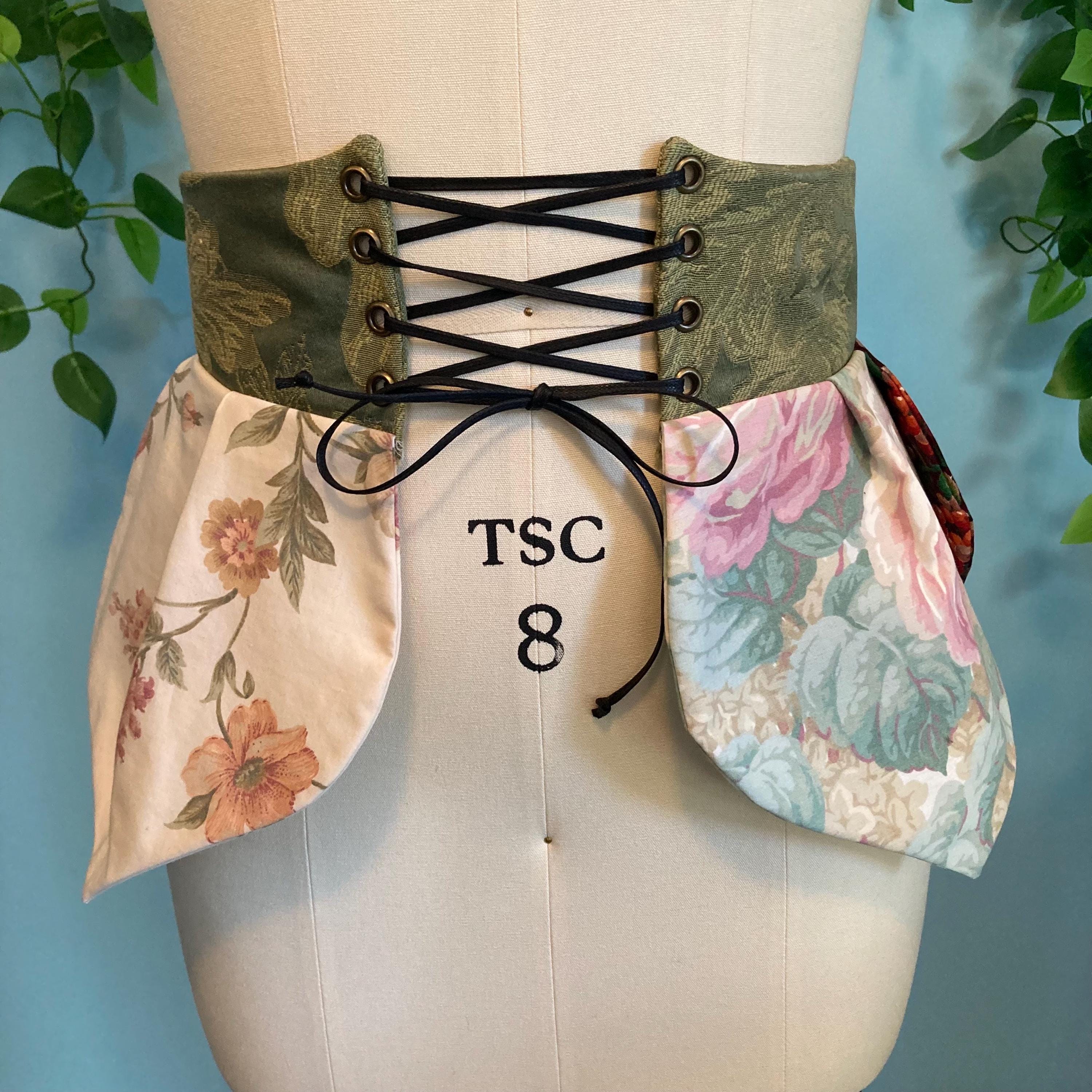 Wide Leather Corset Belt with Floral Embroidery, Adjustable Lace-Up Waist Women Black Corset Fashion Belt - Wide Elastic Waistband Red  main image 2
