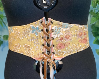 Upcycled Goldenrod Corset Belt Sz L