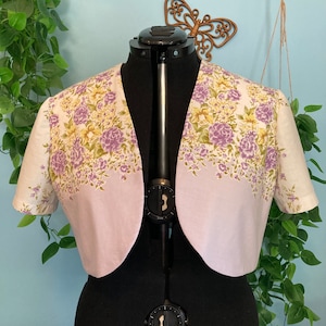 Upcycled Vintage Lavender Bolero Jacket Sz L/XL