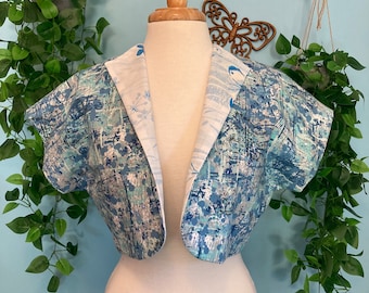 Upcycled Abstract Paint Print Bolero Jacket Sz S/M