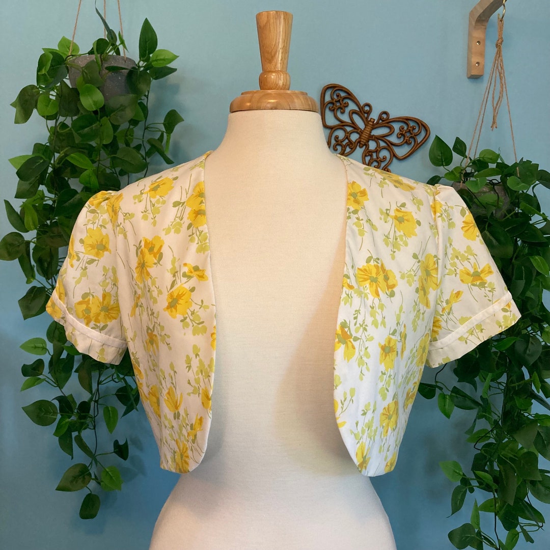 【MALBON GOLF】 Women's pleated fabric bolero jacket /追跡付 Upcycled 60's Floral Fabric Bolero Jacket Sz S - Etsy