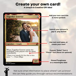 Custom MTG Style Trading Card - Personalized Wedding Gift, Anniversary, Pets, Unique Gift