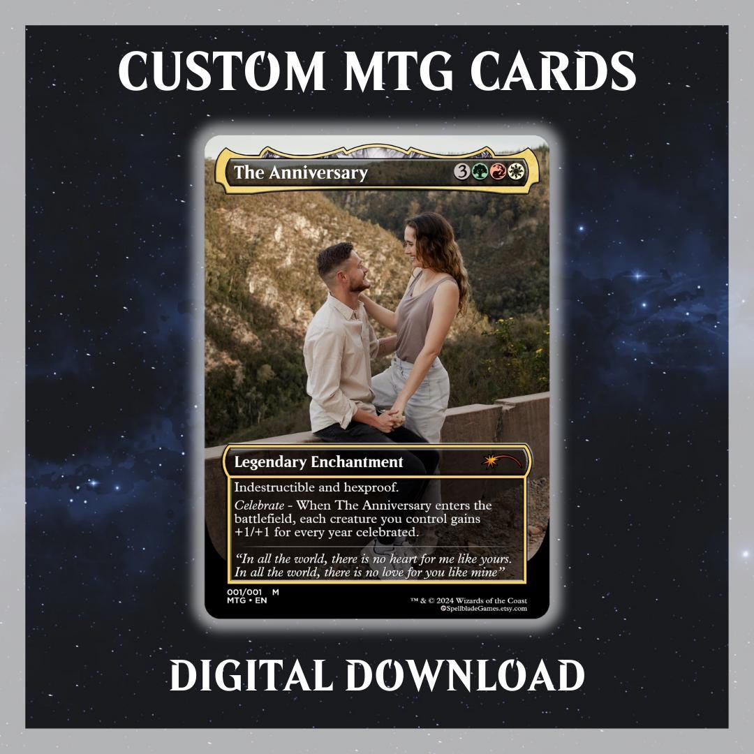 Custom MTG Style Trading Card Digital Download - Personalized Wedding Gift, Anniversary, Pets, Unique Gift