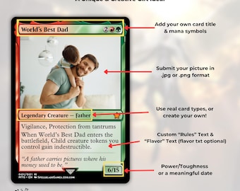 Custom MTG Style Trading Card: Personalized Father's Day, Anniversary, Wedding, Pet Gift