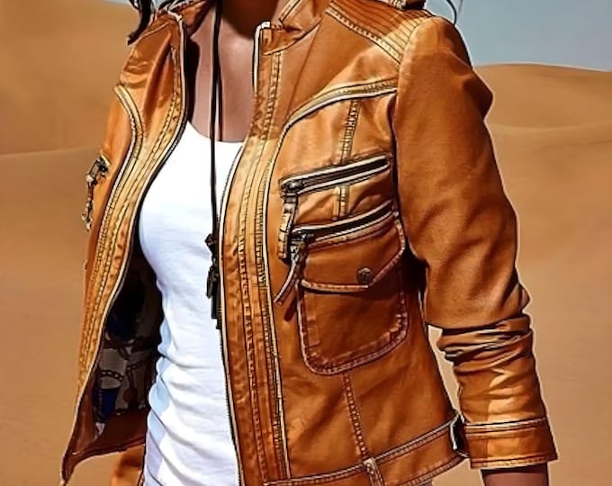 Women Genuine Lambskin Leather Jacket | Motorcycle Slim Fit Designer
