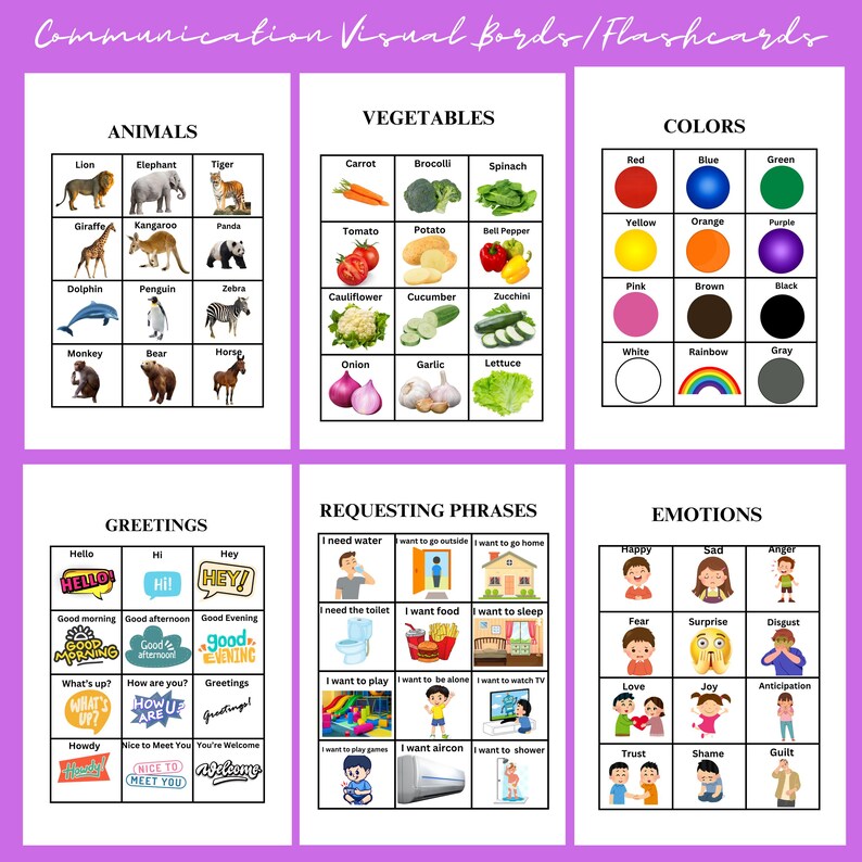 Communication Cards, Visual Cards, Daily Routine Cards, Visual Boards