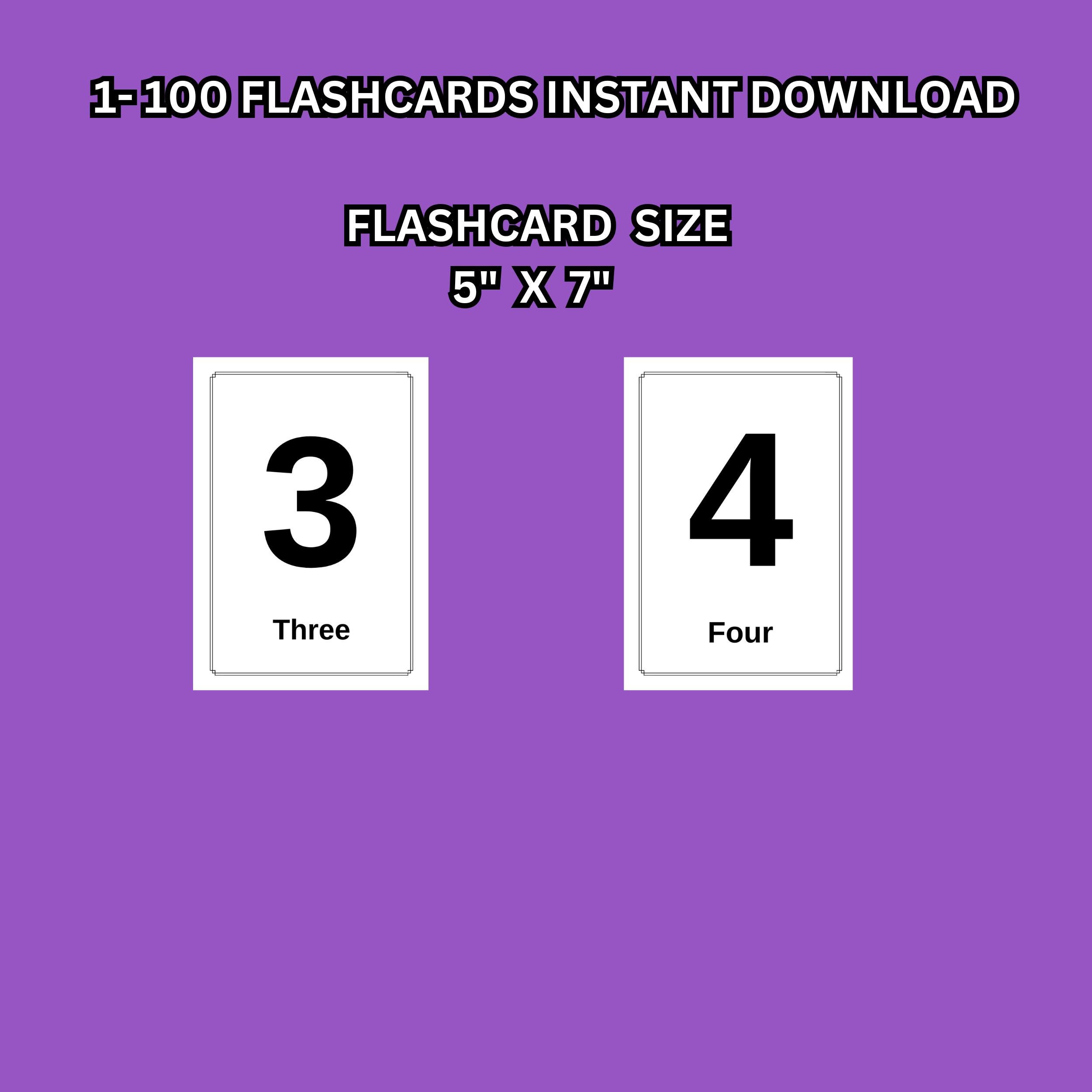 Number Flashcards 1-100: Toddler Learning Cards (digital Download) - Etsy