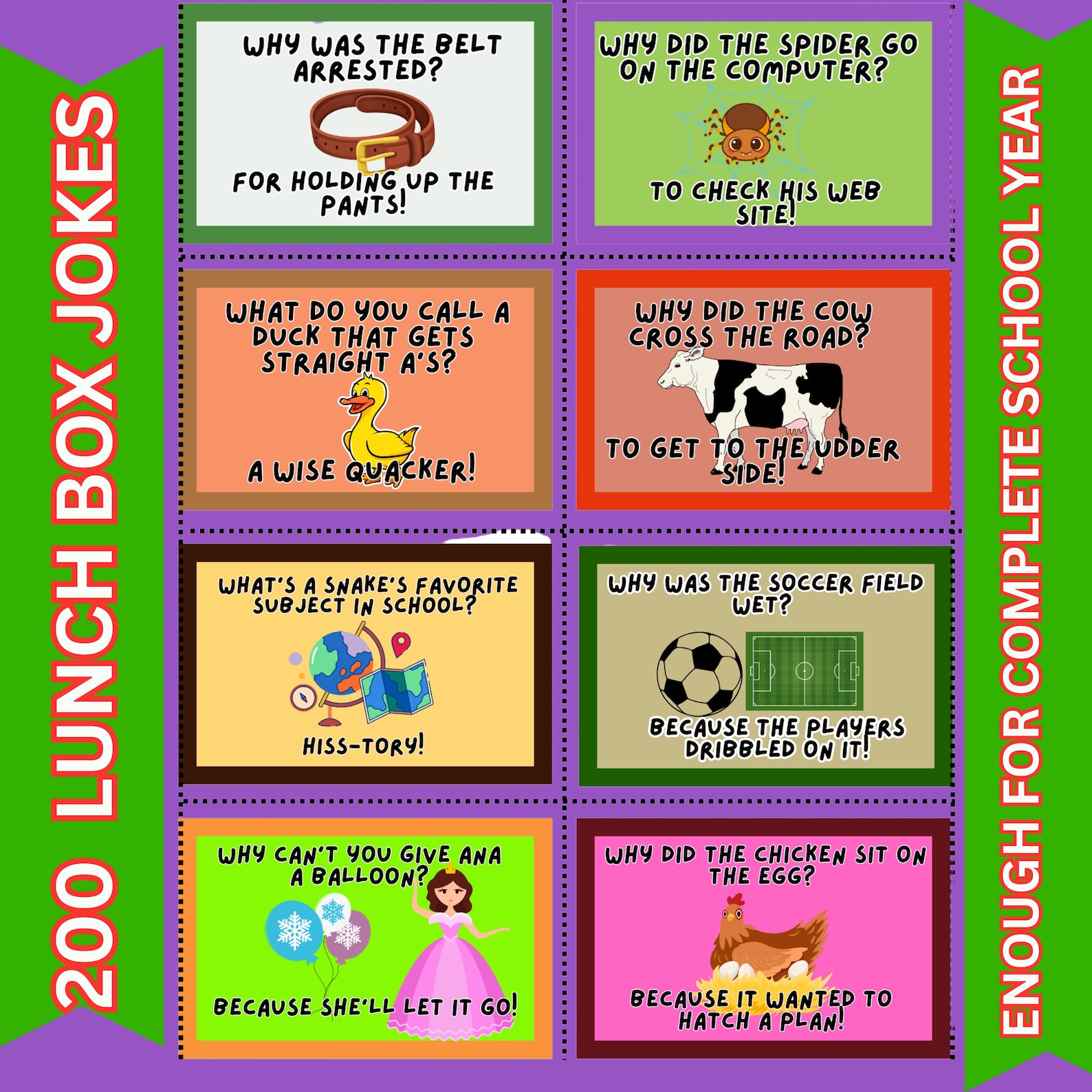 200 Funny Lunch Box Jokes for Kids: Printable School Year Fun (PDF ...