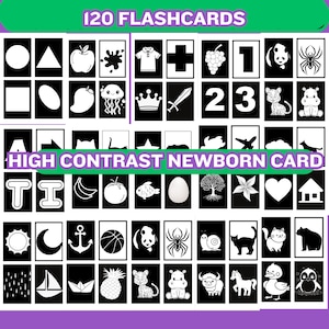 High Contrast New Born Card Black and White 0-6 Months Baby Stimulus Card Pattern Learning Flashcard for Newborn Gift for New Born Flashcard