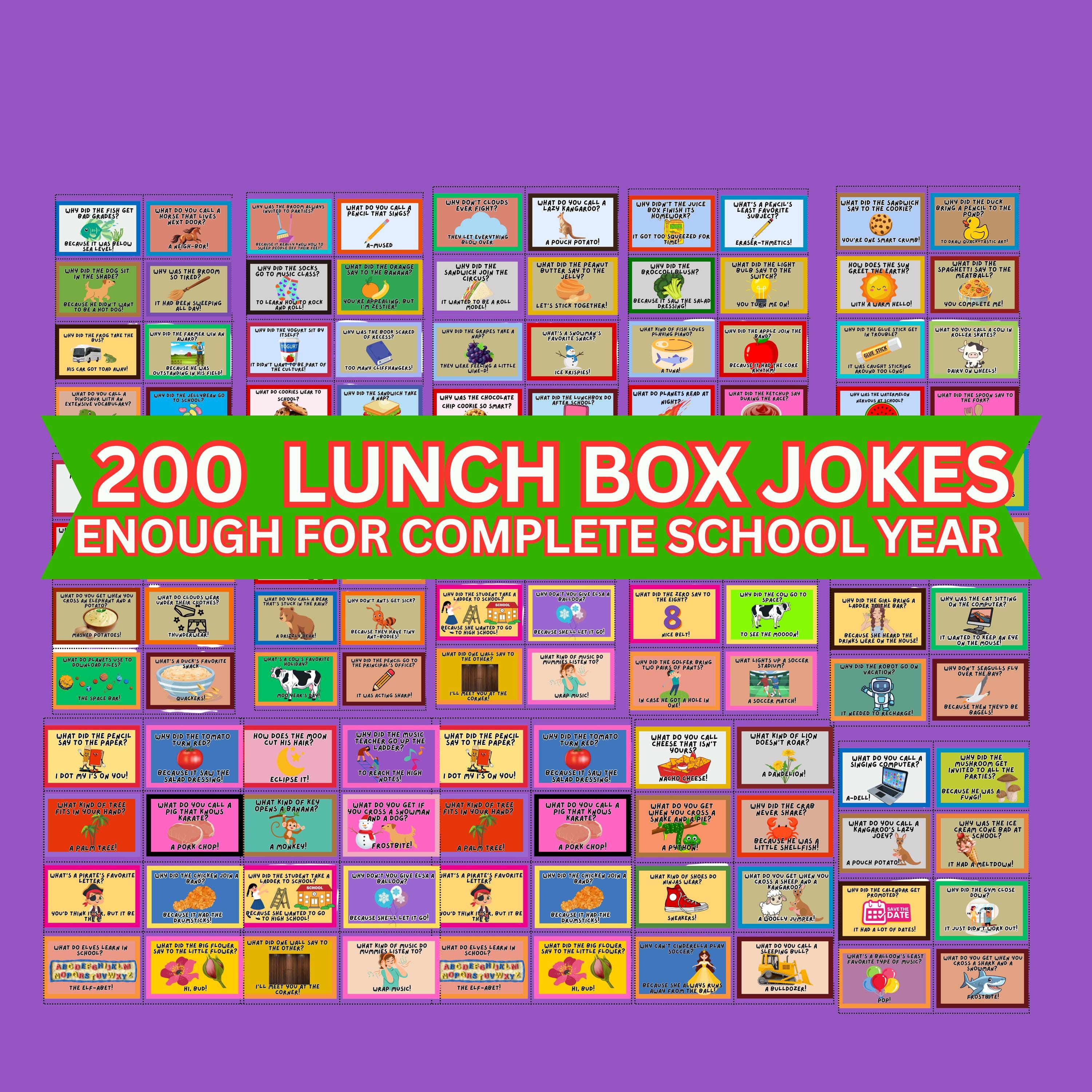 200 Funny Lunch Box Jokes for Kids: Printable School Year Fun (PDF ...