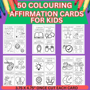 Affirmation Kinder, Karte Affirmation, Färbung Affirmation, Karten zum Ausdrucken, Positive Karten für Kinder, Achtsamkeits-Übung