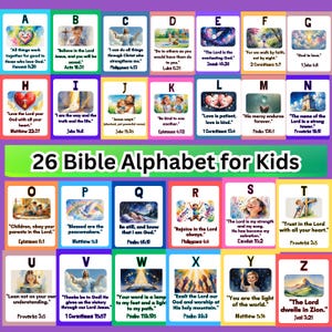 Bibel Alphabet A-Z, Vers für Kinder, christliche Sonntagsschulkirche Bibelaktivität, Glaubenslernen, Bibelvers, Bibelzitat, Bibelschrift