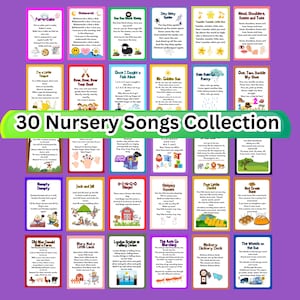 Coleção de canções de ninar, canções pré-escolares, canções de ninar, rimas de ninar, berçário para impressão, berçário para download, coleção de canções infantis