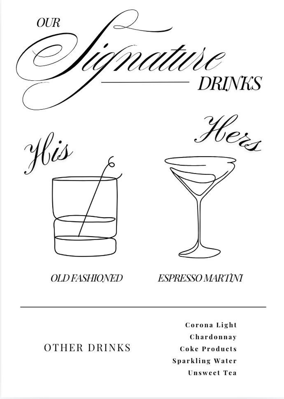 Classy Signature Drink Sign - Etsy