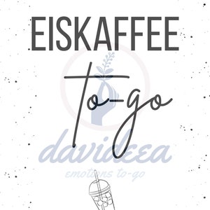 Etikett: Eiskaffee to go // Geschenk Etiketten // selbstklebend // 90x60mm // weiß matt // Aufkleber
