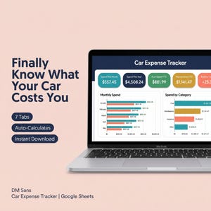 Car Maintenance Tracker Google Sheets | Vehicle Mileage Log & Fuel Log Spreadsheet | Auto Expense Budget | Tax Deduction Template