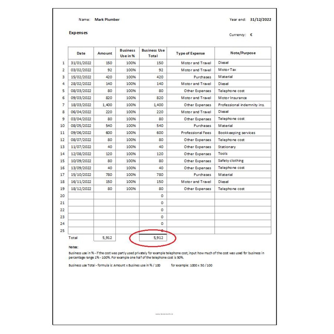Simple Bookkeeping Excel Spreadsheet Template Etsy