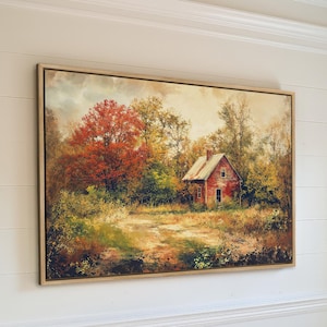 Rural Autumn Framed Canvas Print, Country Canvas Art, Fall Scenery, Countryside Landscape, Cabin Wall Art, Rustic Decor, Ready to Hang Gift