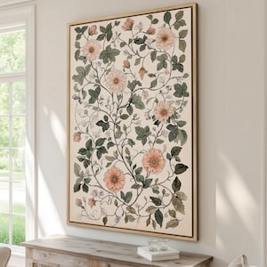 Vintage Floral Botanical Art - Framed Canvas Print - Rustic Wall Art, Romantic Decor, Country Canvas Art, Botanical Print, Ready to Hang