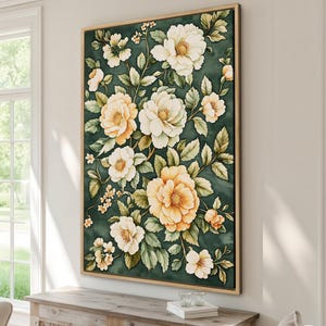 Vintage Floral Framed Canvas Print - Botanical Decor, Rustic Wall Art, Country Canvas Art, Flower Painting, Gift for Her, Ready to Hang