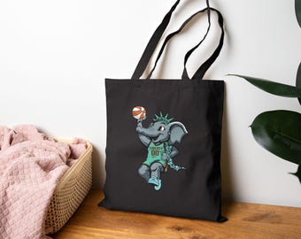 NY/NJ Women's Sports Mascots Tote Bag | NWSL Bat & wnba Ellie the Elephant Tote