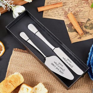 Personalized Wedding Cake Cutting Set | Custom Engraved Silver Knife | Anniversary Gift | Gift for Her | Keepsake for Couple | Gift for Him