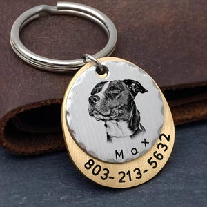 Custom Engraved Pet Portrait Pet ID Tag | Pet Lover Tag | Personalized Pet ID | Christmas Gift | Dog Tag Custom | Custom Printed Pet Tag